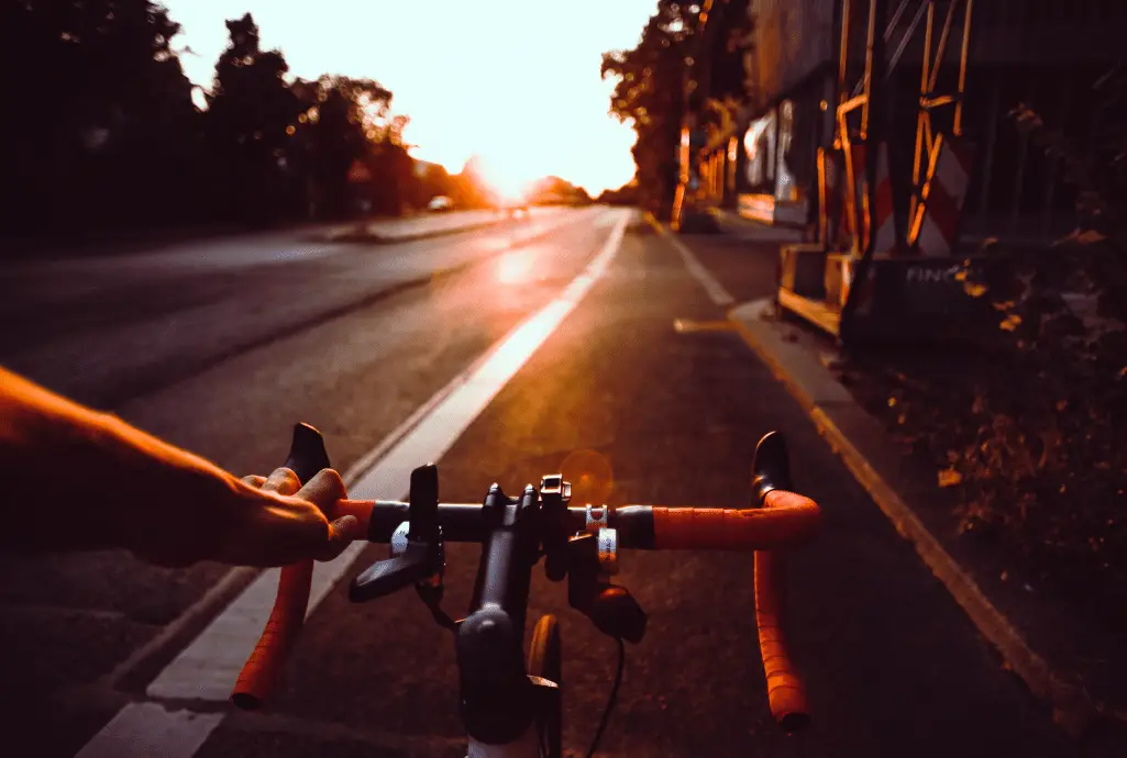 cycling towards sunset