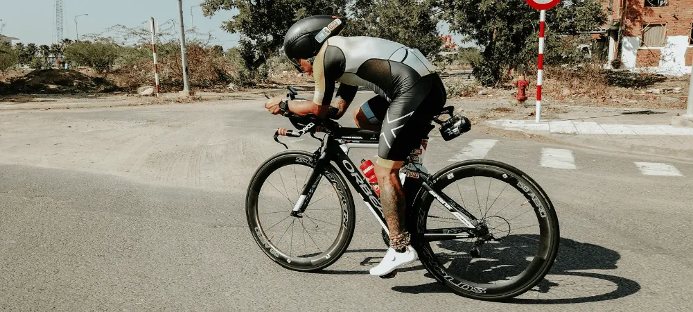 professional cyclist on a time trial bike 
