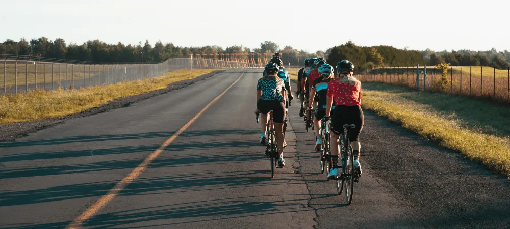 group of cyclists during their outdoor session